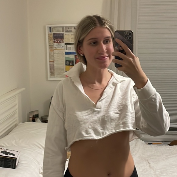 Long sleeve white cropped top - Picture 2 of 2